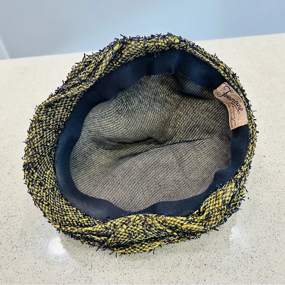 Vintage~Francine Exclusive‎ With The Fashion Women’s Tweed Hat~Mustard & Navy